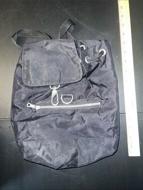 GAP Black Drawstring Backpack with Front Zip Pocket